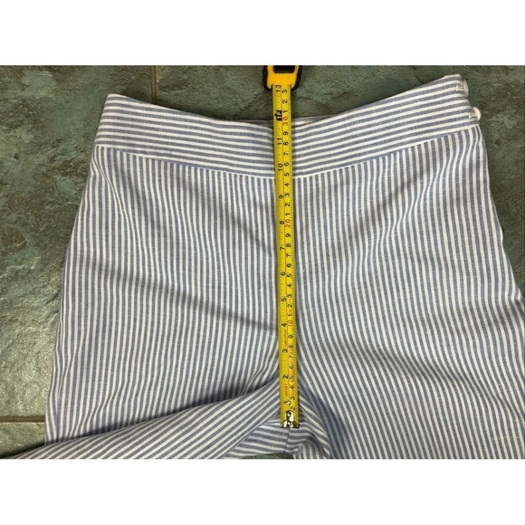 Talbots Wide Leg Crop Pant Womens 2 Petite Blue White Stripe Linen Blend Casual - Picture 7 of 8
